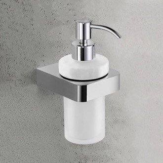Soap Dispenser Soap Dispenser, Wall Mount, Frosted Glass With Chrome Mounting Nameeks NFA006